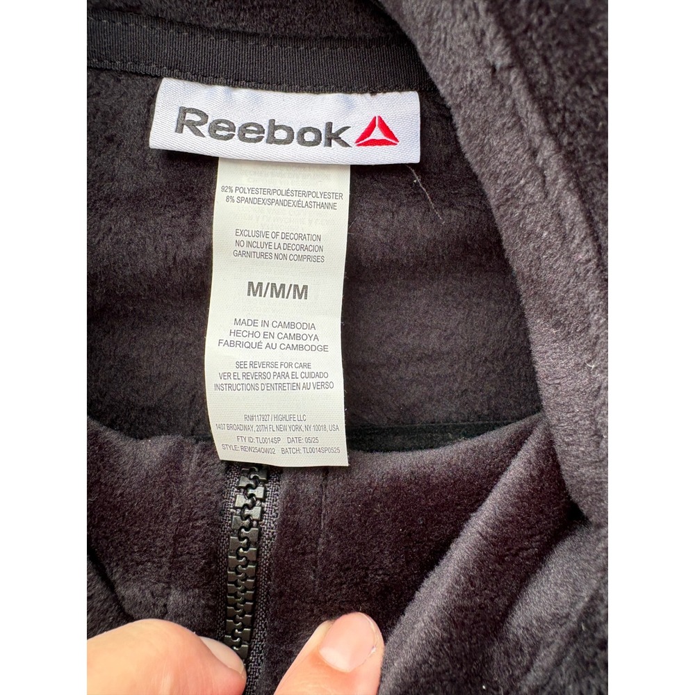 Reebok Luxe Fur Jacket Womens Medium Black Full Zip Velour Relaxed REW254OW02003 - Picture 4 of 8